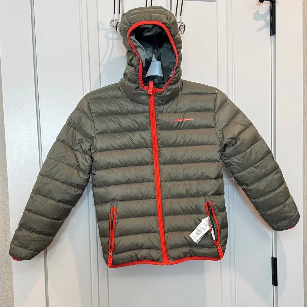 Eddie Bauer Kids reversible Camo Puffer Jacket with orange Trim